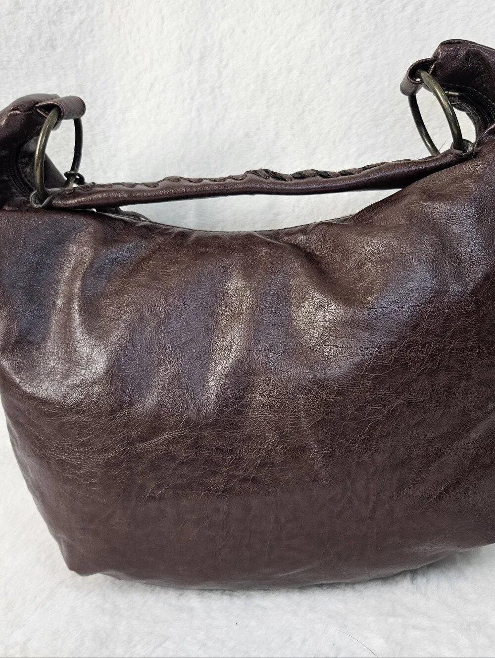 Y2K Style Studded Slouch Hobo Bag in Dark Brown